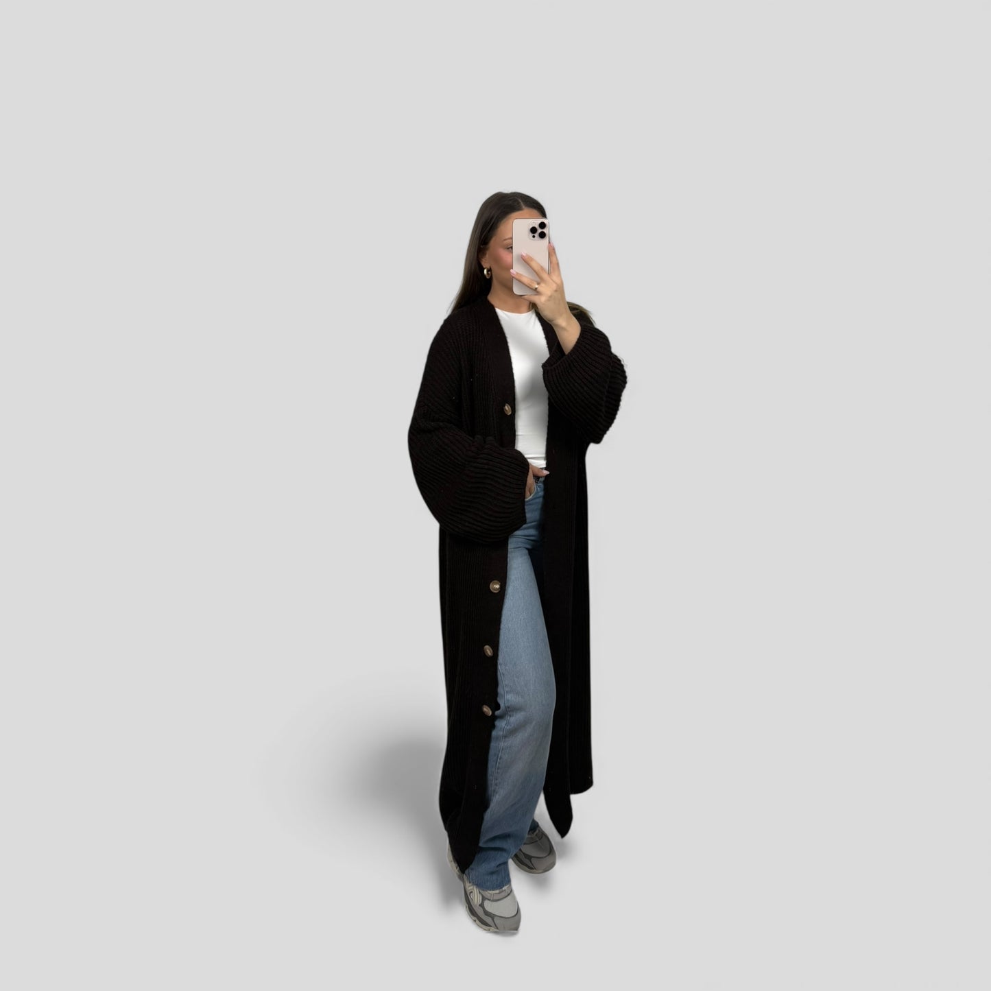 Long knit cardigan
