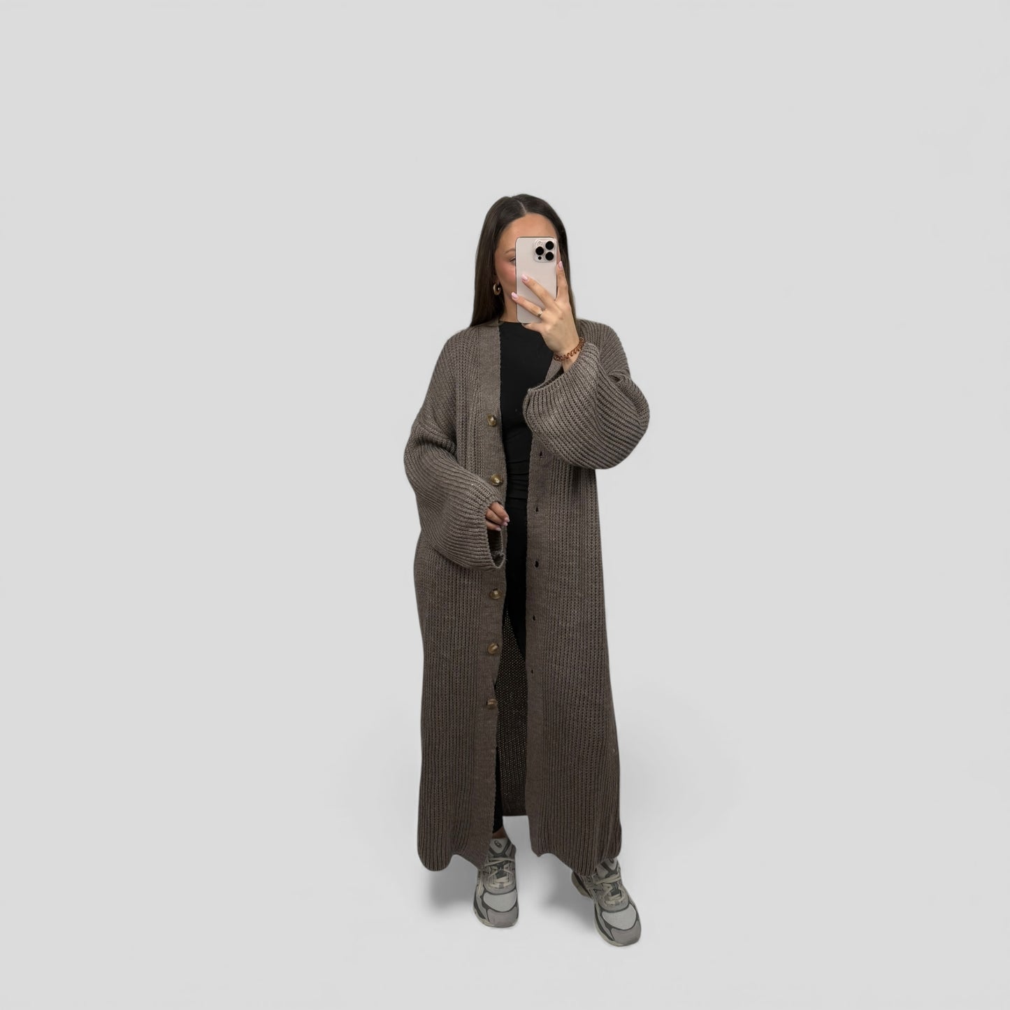 Long knit cardigan