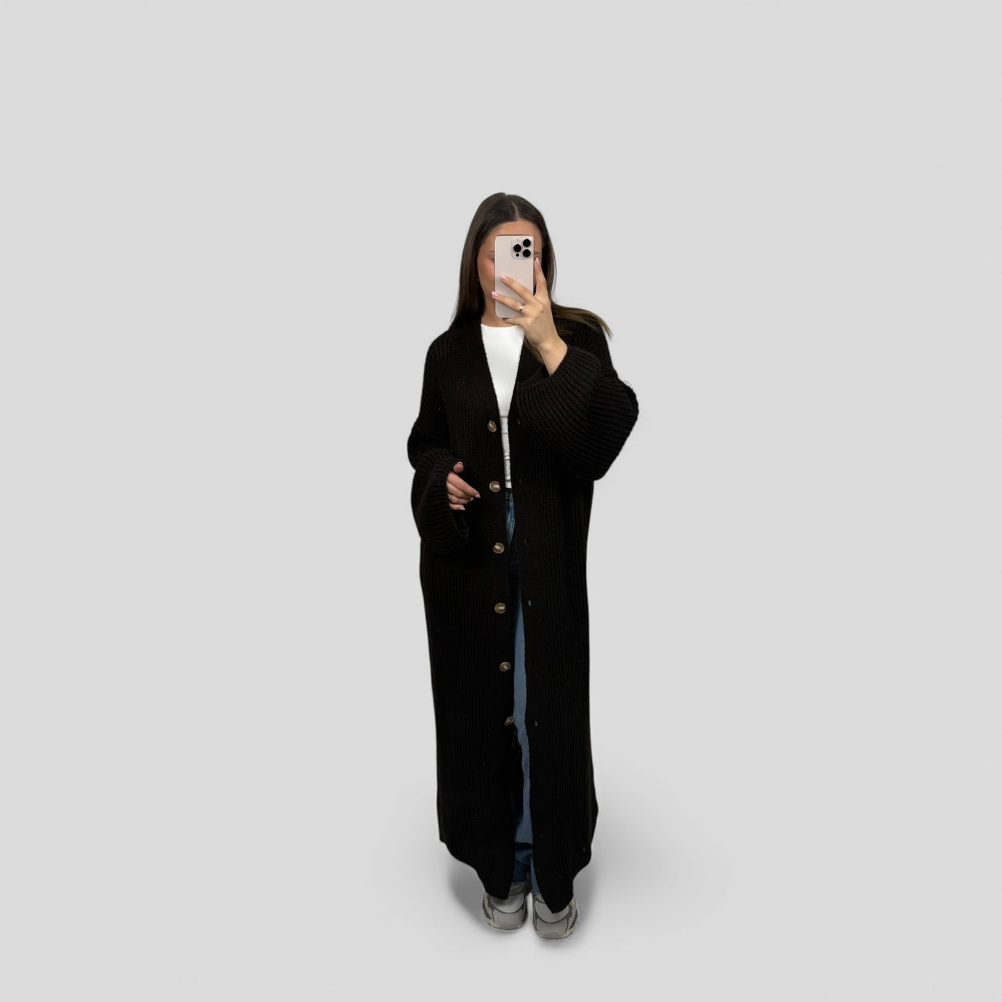 Long knit cardigan