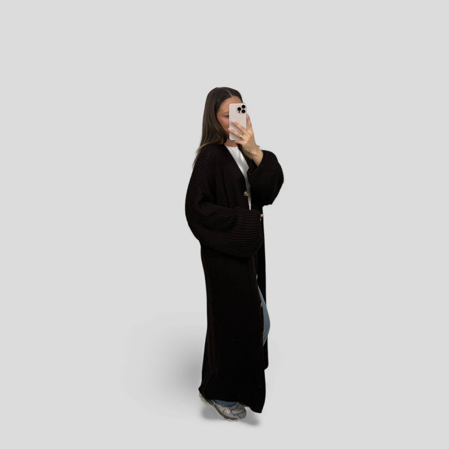 Long knit cardigan