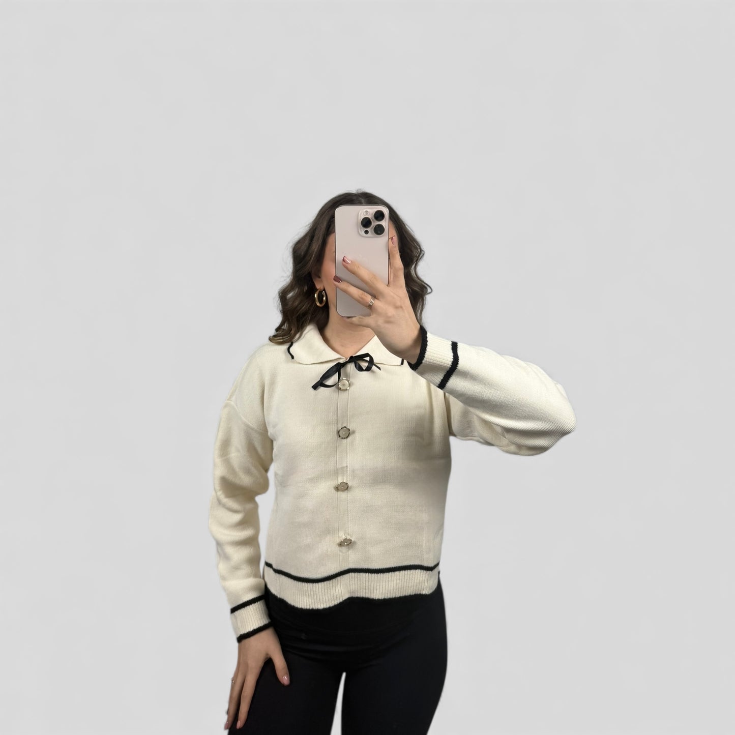 Ribbed collar knit sweater