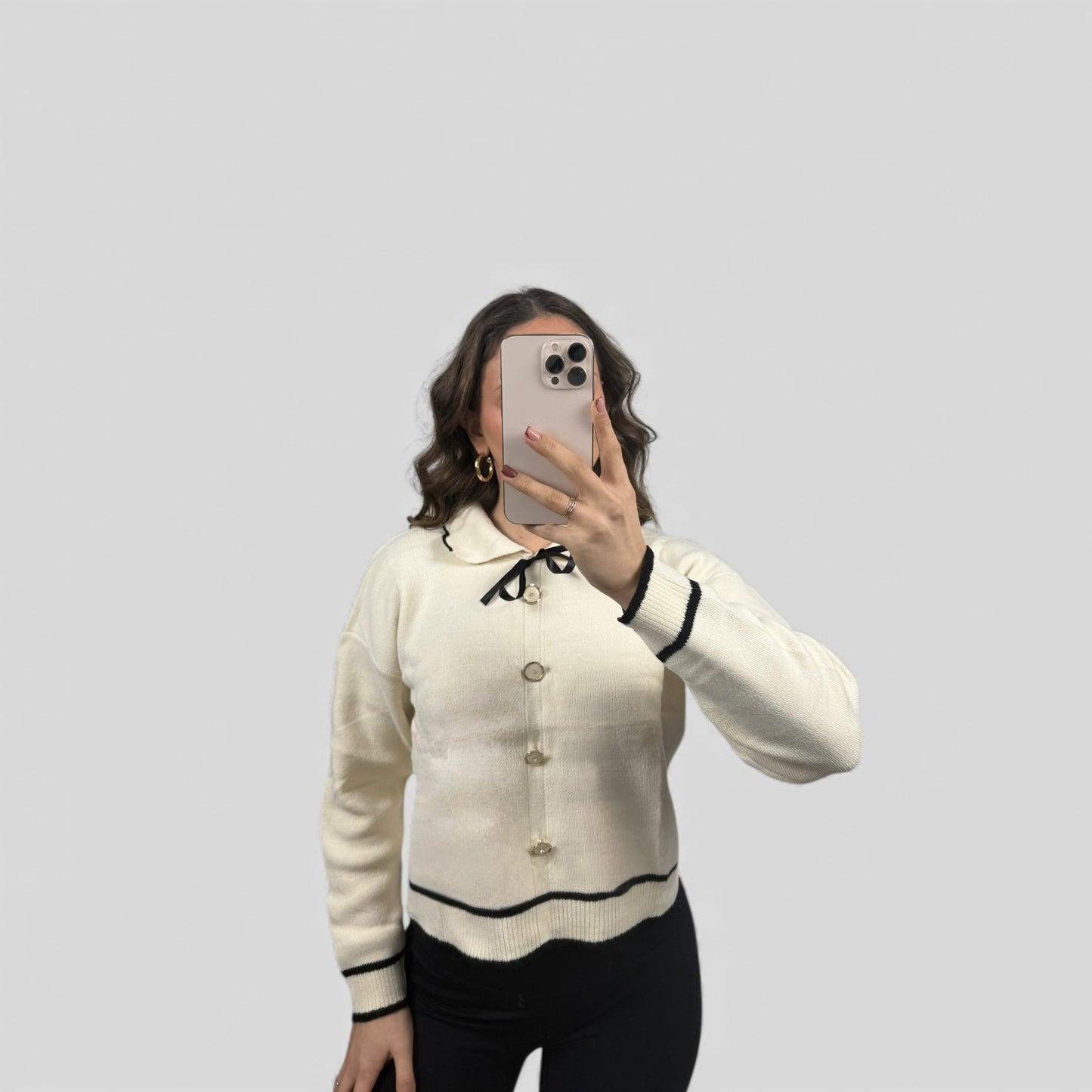 Ribbed collar knit sweater