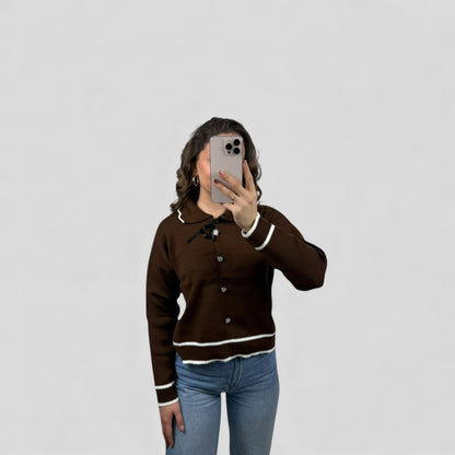 Ribbed collar knit sweater