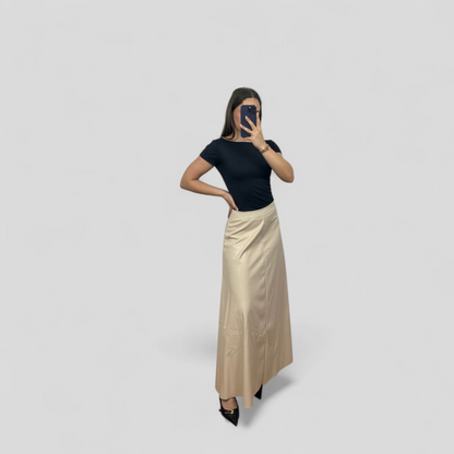 Leather long skirt