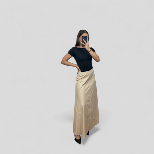 Leather long skirt