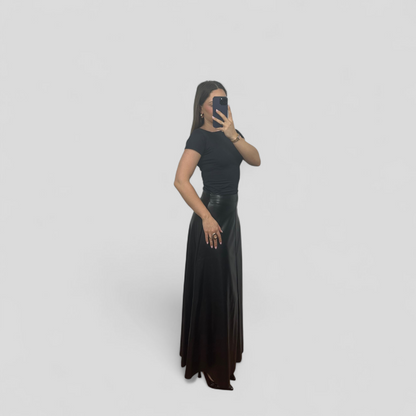 Leather long skirt