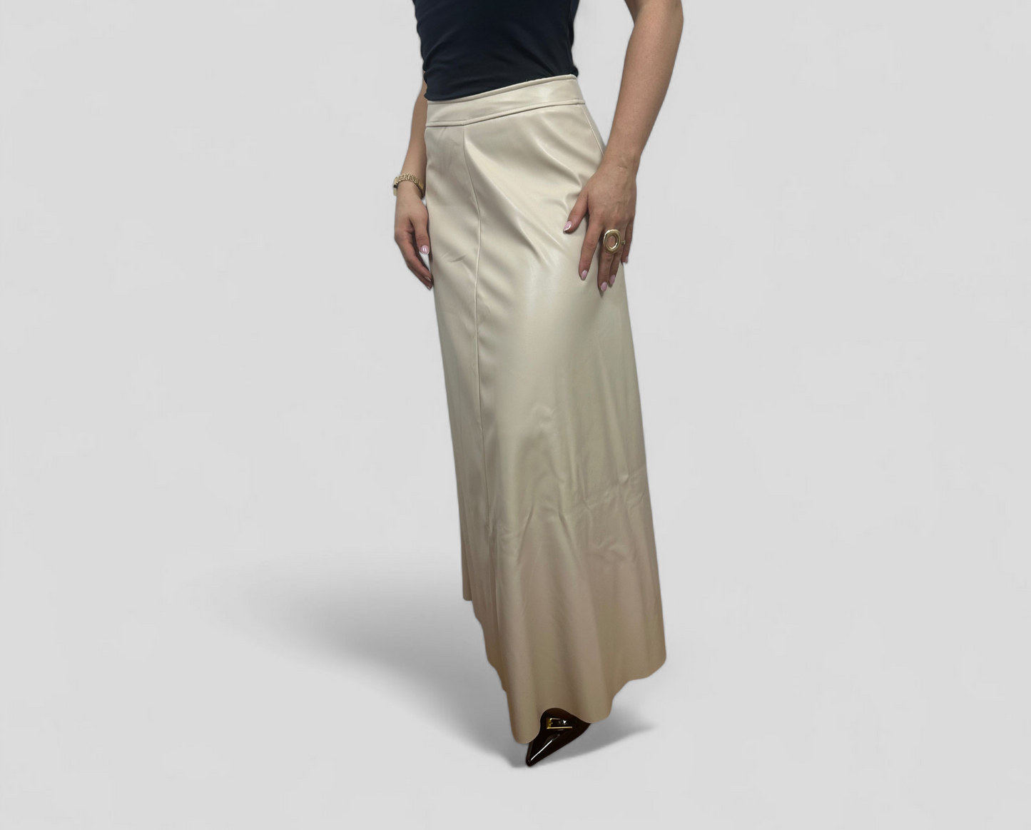 Leather long skirt