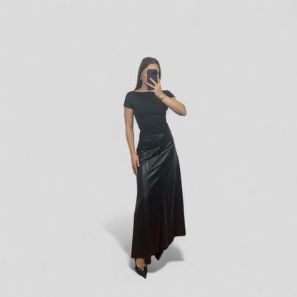 Leather long skirt